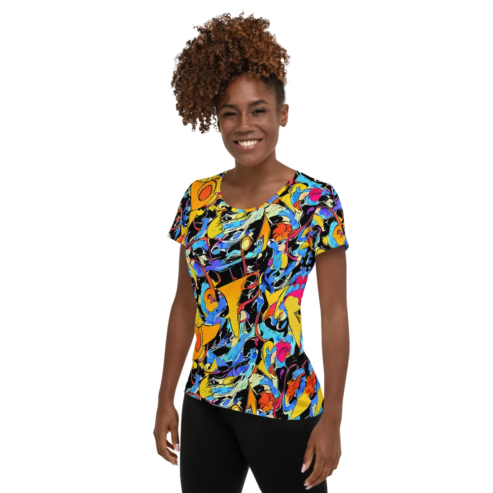 Atomic Whirl on Women's Athletic T-Shirt — Left