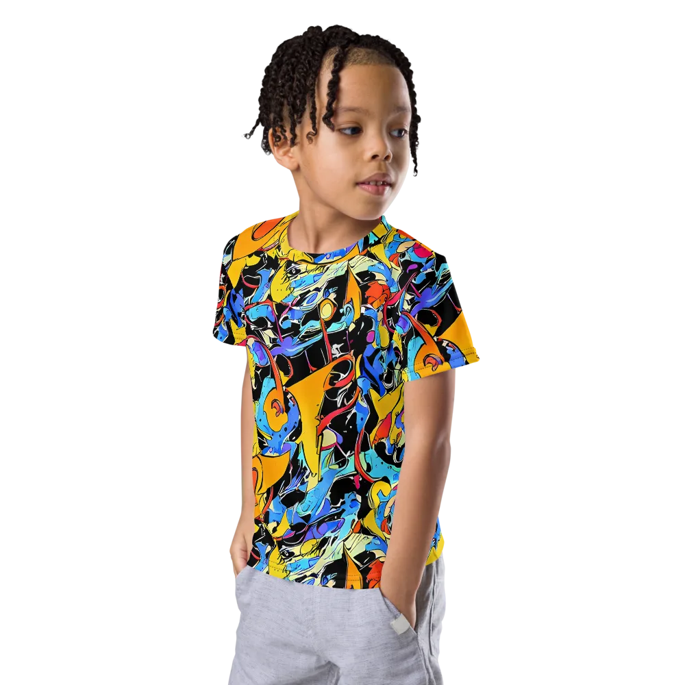 Atomic Whirl on Kids Crew Neck T-Shirt — Left Front