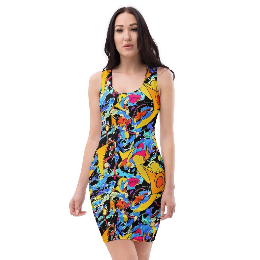 Atomic Whirl on Bodycon Dress — Front
