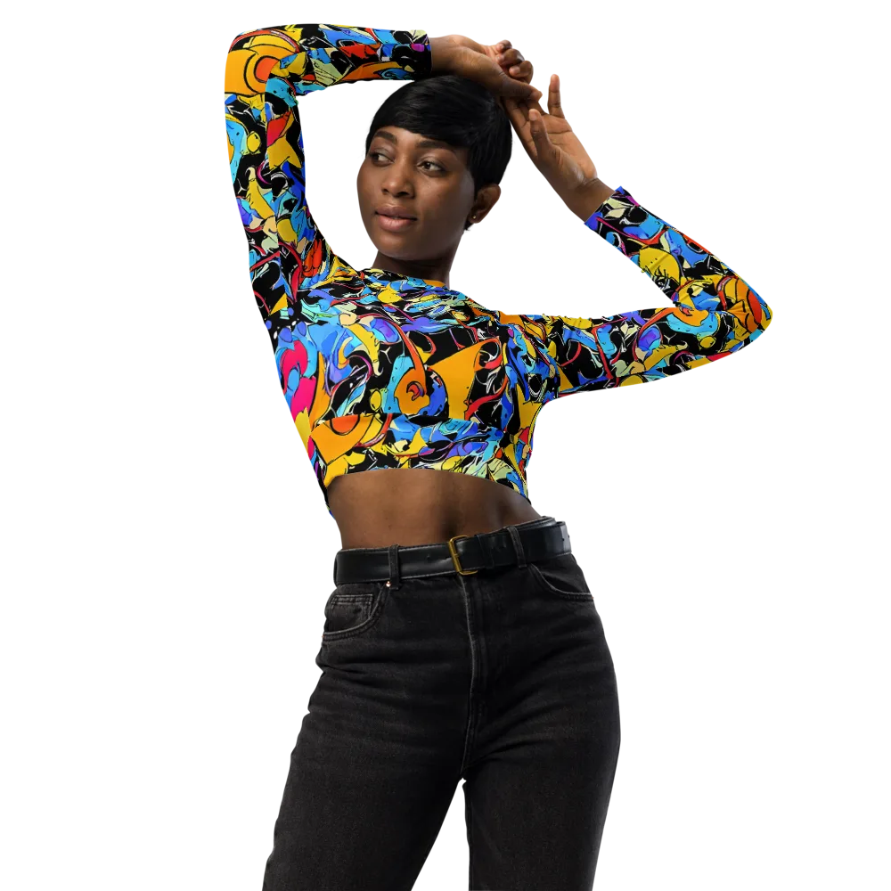 Atomic Whirl on Long Sleeve Crop Top — Front
