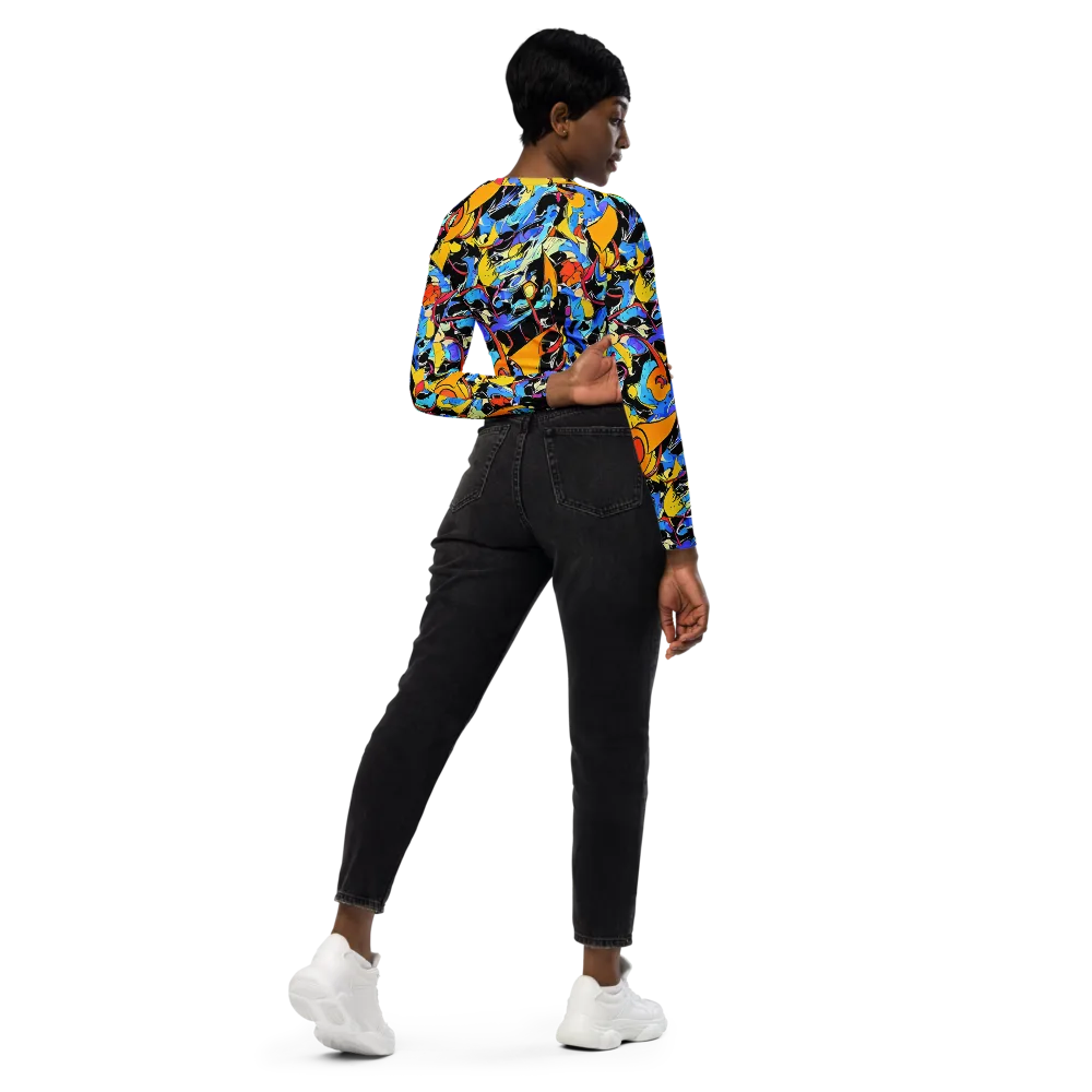 Atomic Whirl on Long Sleeve Crop Top — Right Back