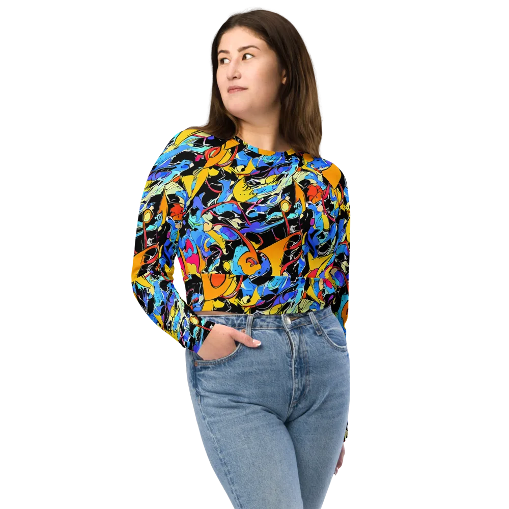 Atomic Whirl on Long Sleeve Crop Top — Front