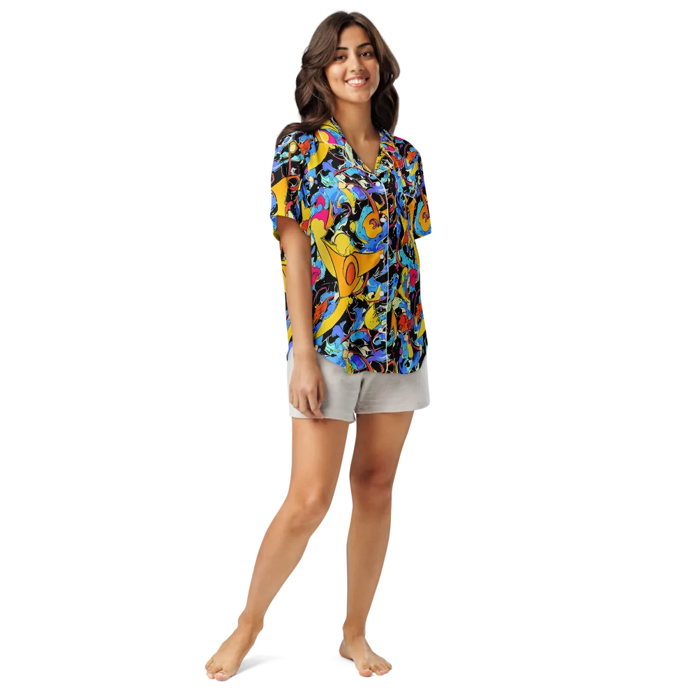 Atomic Whirl on Women's Short Sleeve Pajama Top — Front