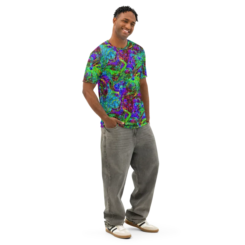 Jewel Circuit on Men's Cotton Crew Neck T-Shirt — Right Front