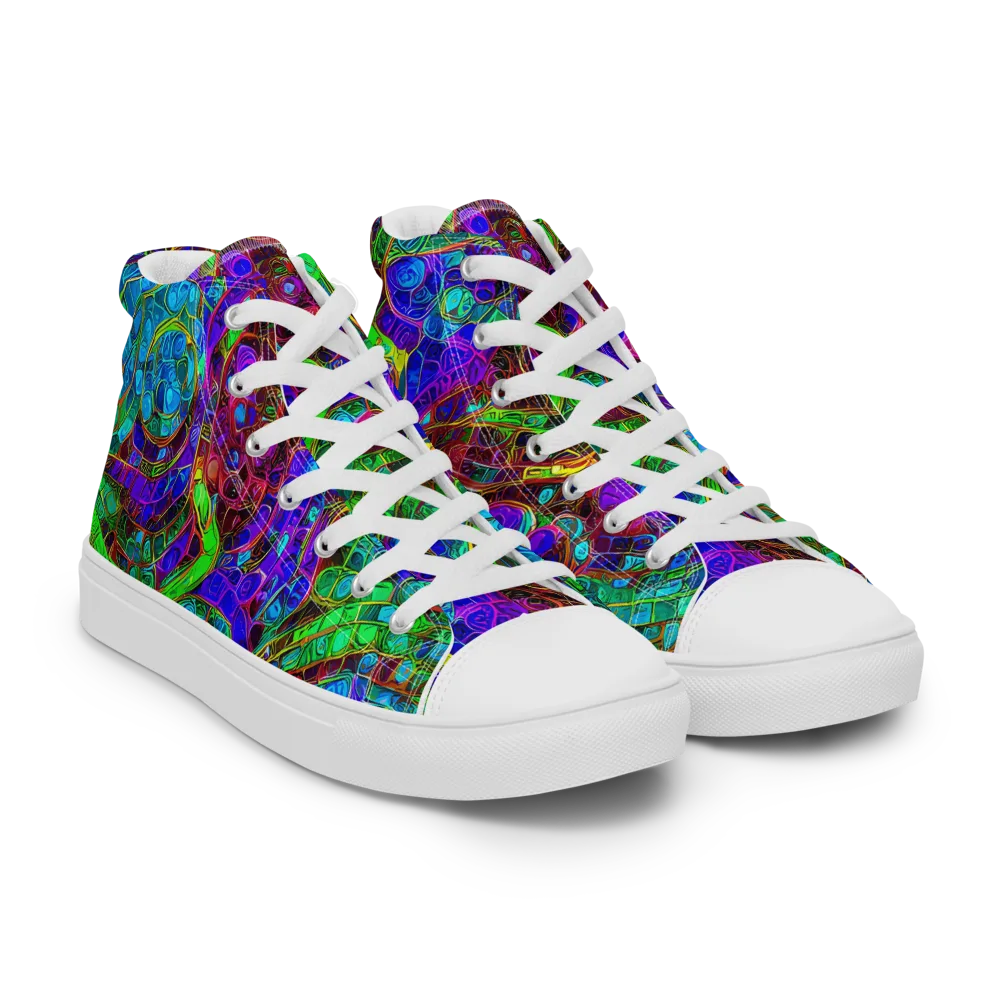 Jewel Circuit on Men's High Top Canvas Shoes — Right Front