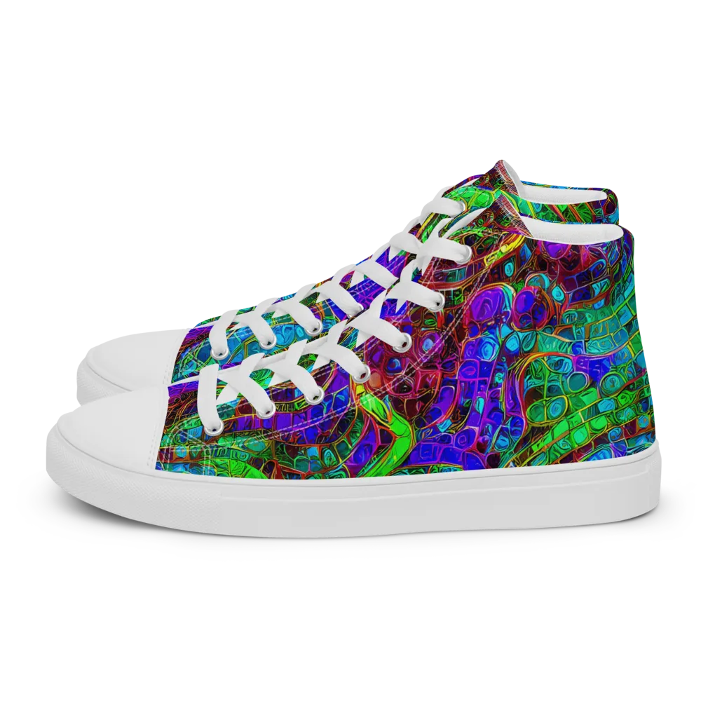Jewel Circuit on Men's High Top Canvas Shoes — Left
