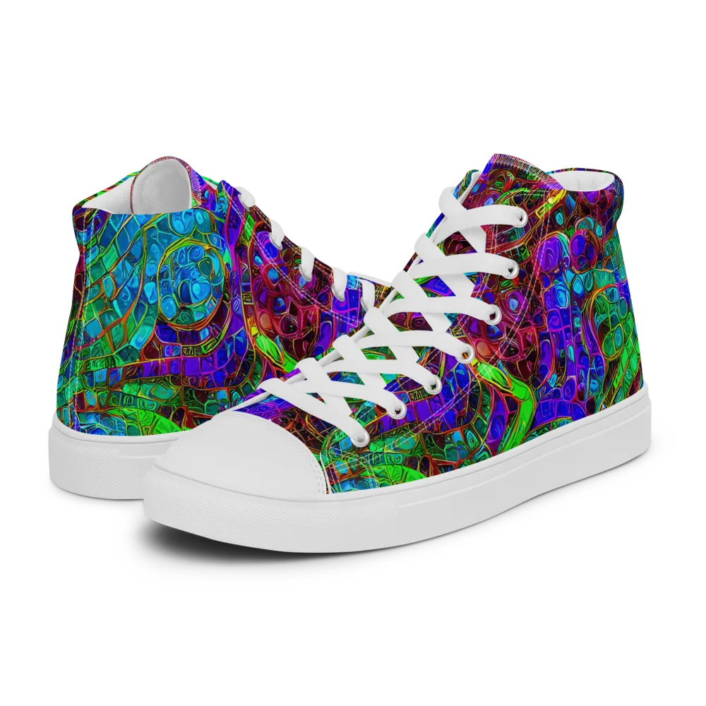 Jewel Circuit on Men's High Top Canvas Shoes — Left