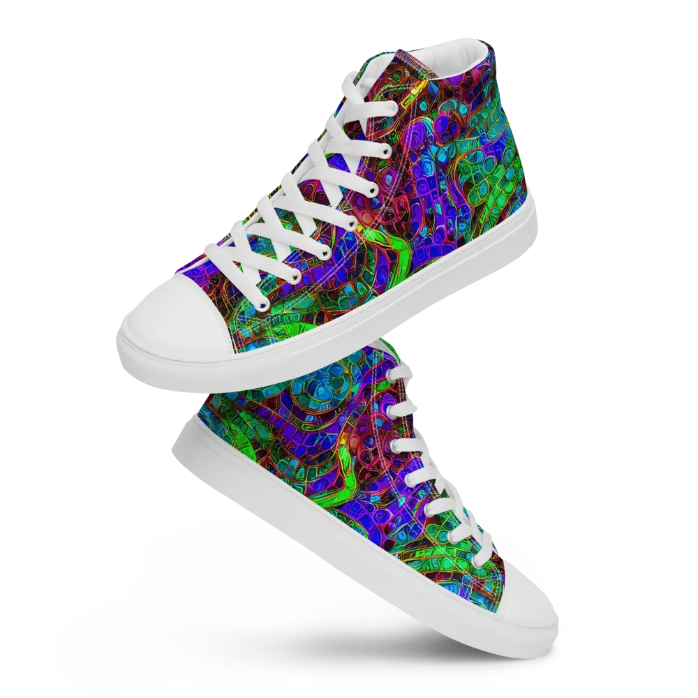 Jewel Circuit on Men's High Top Canvas Shoes — Front