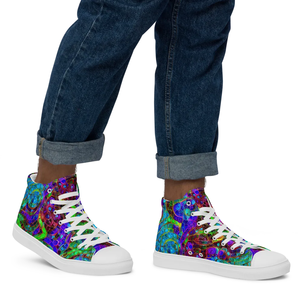 Jewel Circuit on Men's High Top Canvas Shoes — Right