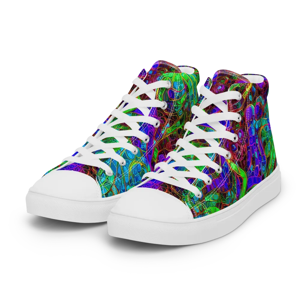 Jewel Circuit on Women's High Top Canvas Shoes — Left Front