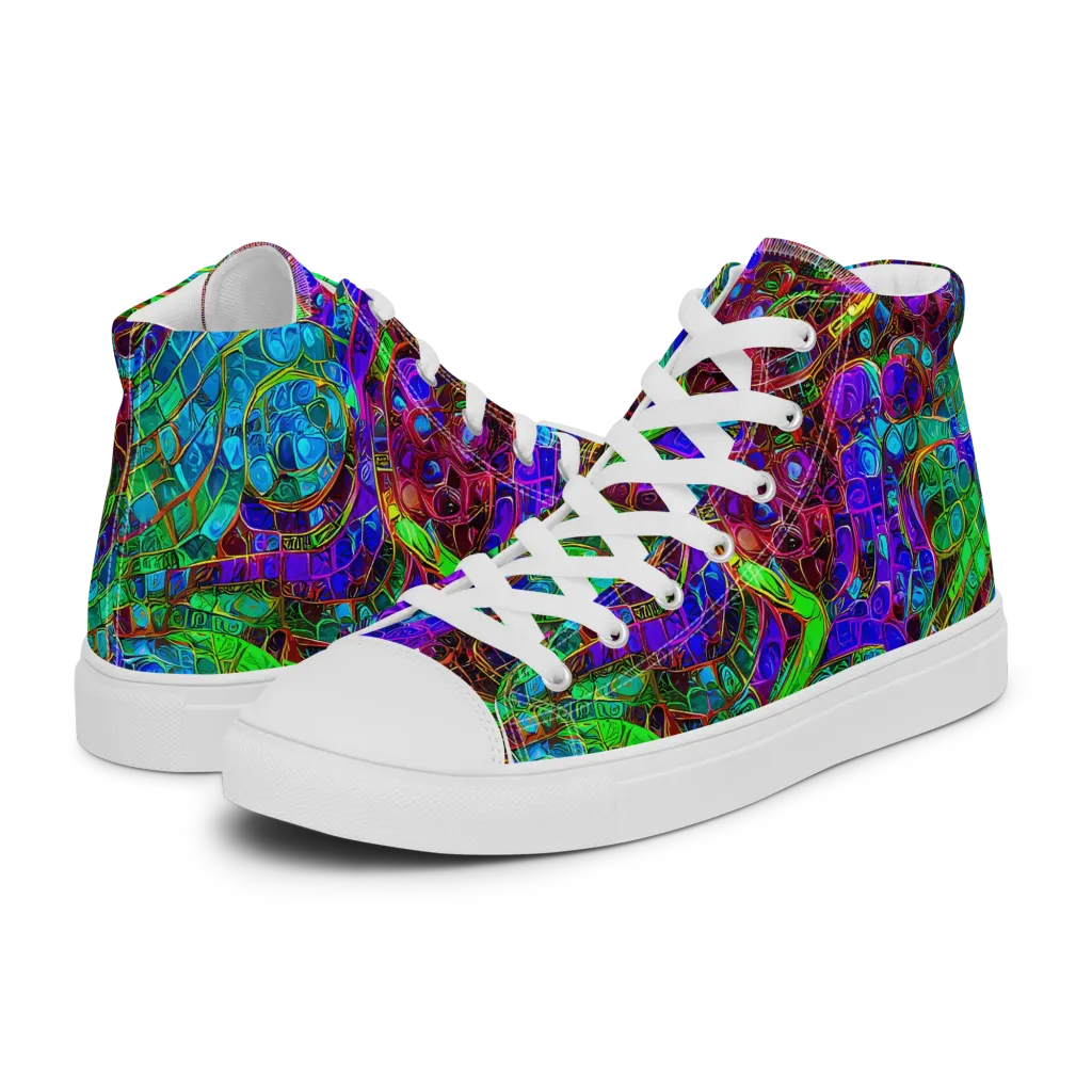 Jewel Circuit on Women's High Top Canvas Shoes — Left
