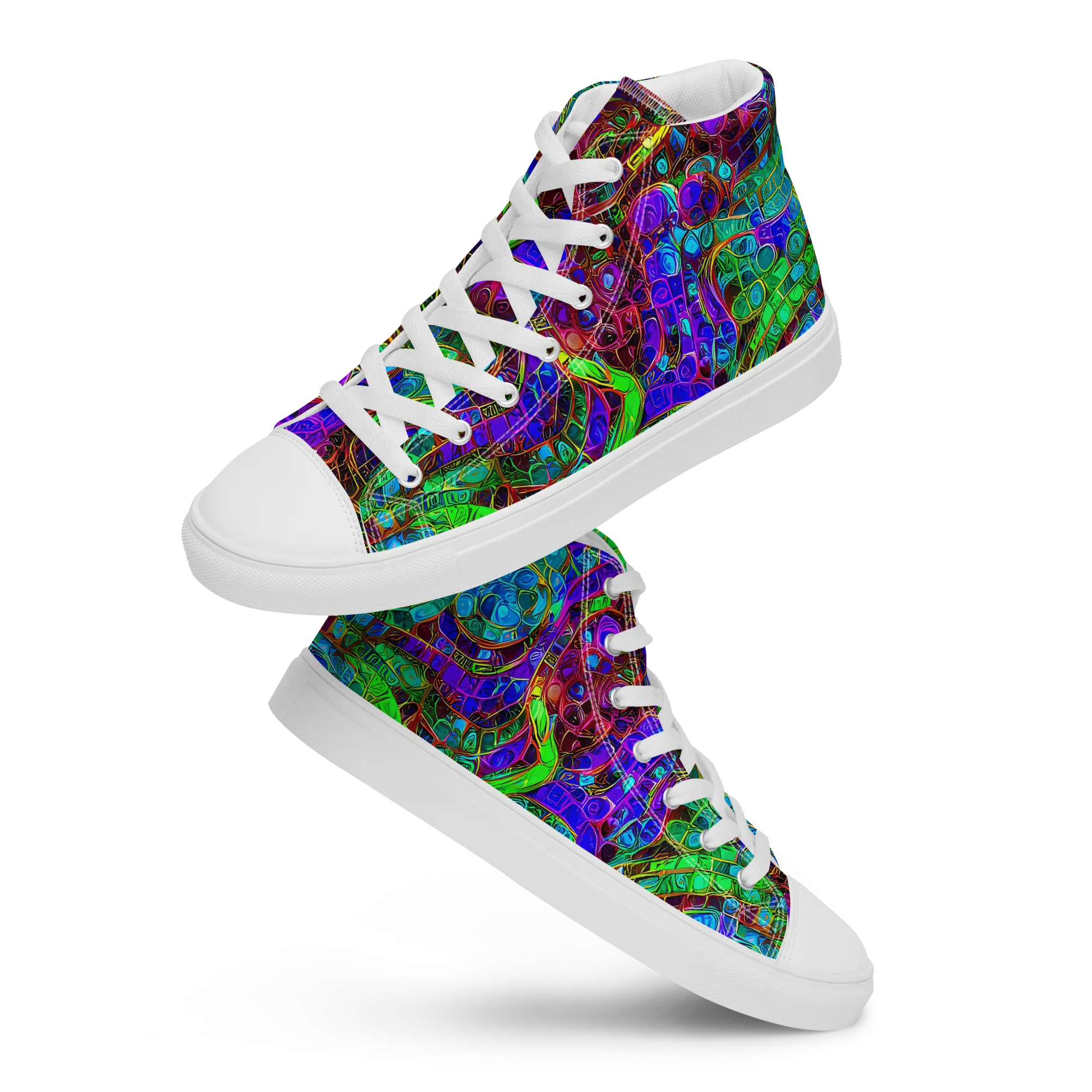 Jewel Circuit on Women's High Top Canvas Shoes — Front