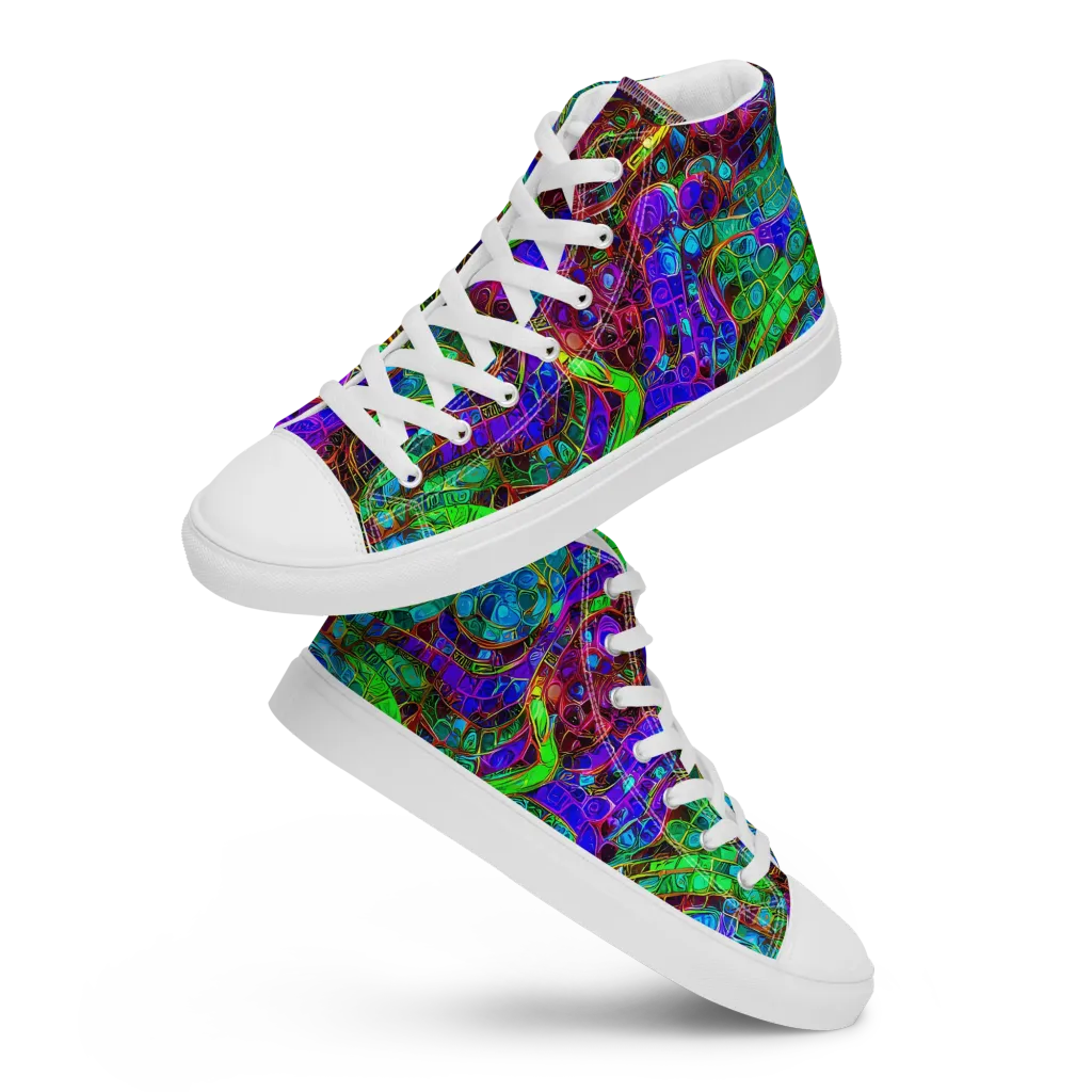 Jewel Circuit on Women's High Top Canvas Shoes — Front