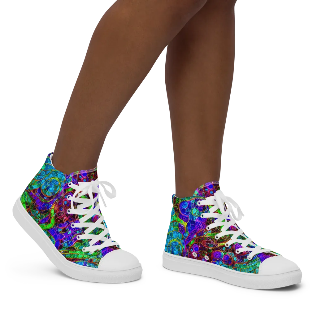 Jewel Circuit on Women's High Top Canvas Shoes — Right