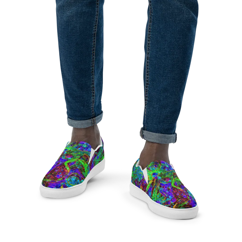 Jewel Circuit on Men's Slip-On Canvas Shoes — Front