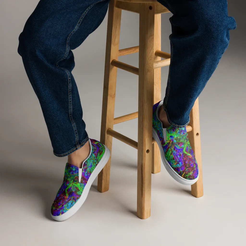 Jewel Circuit on Men's Slip-On Canvas Shoes — Front
