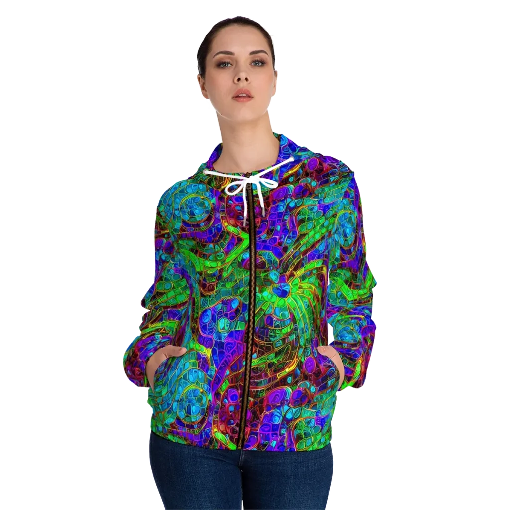 Jewel Circuit on Women's Full-Zip Hoodie — Front On Person