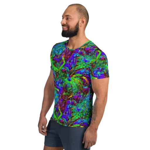 Jewel Circuit on a Men's Athletic T-Shirt