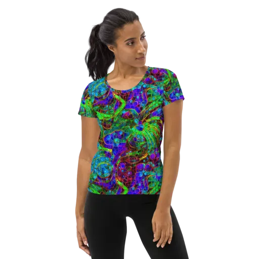 Jewel Circuit on a Women's Athletic T-Shirt