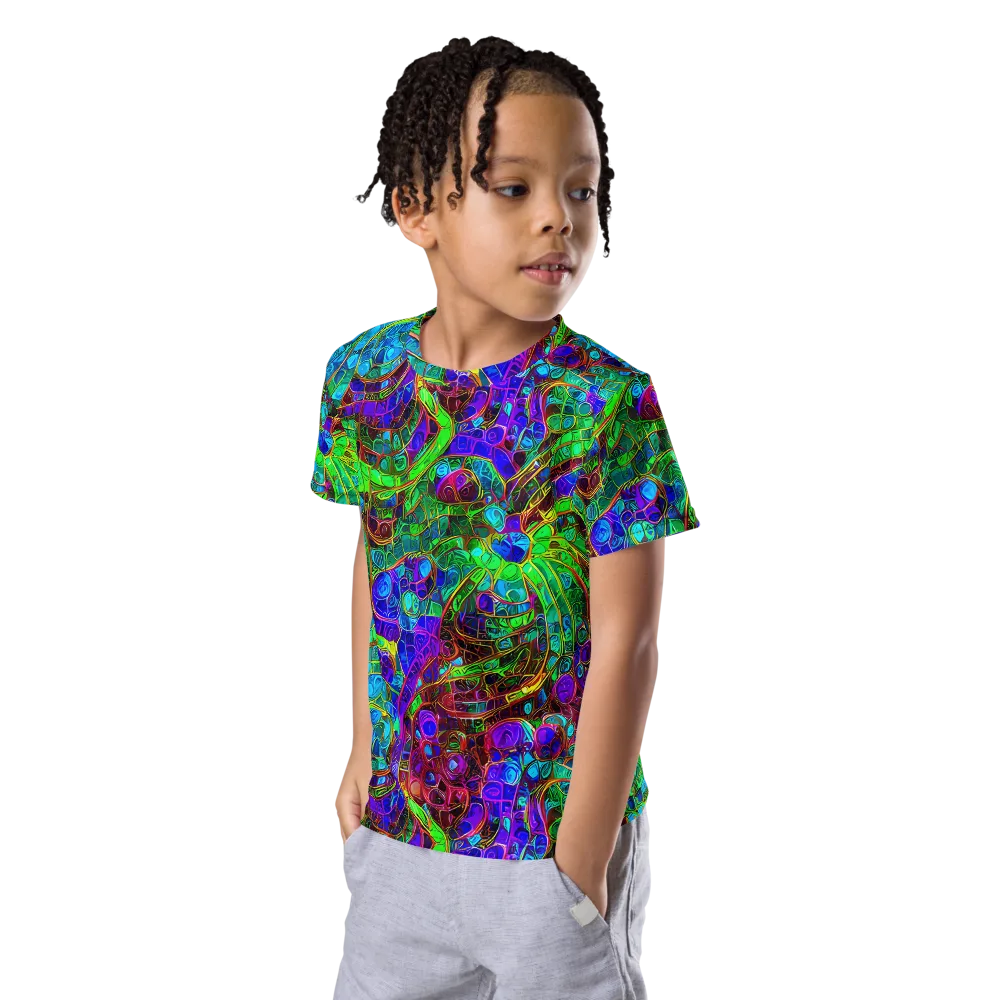 Jewel Circuit on Kids Crew Neck T-Shirt — Left Front