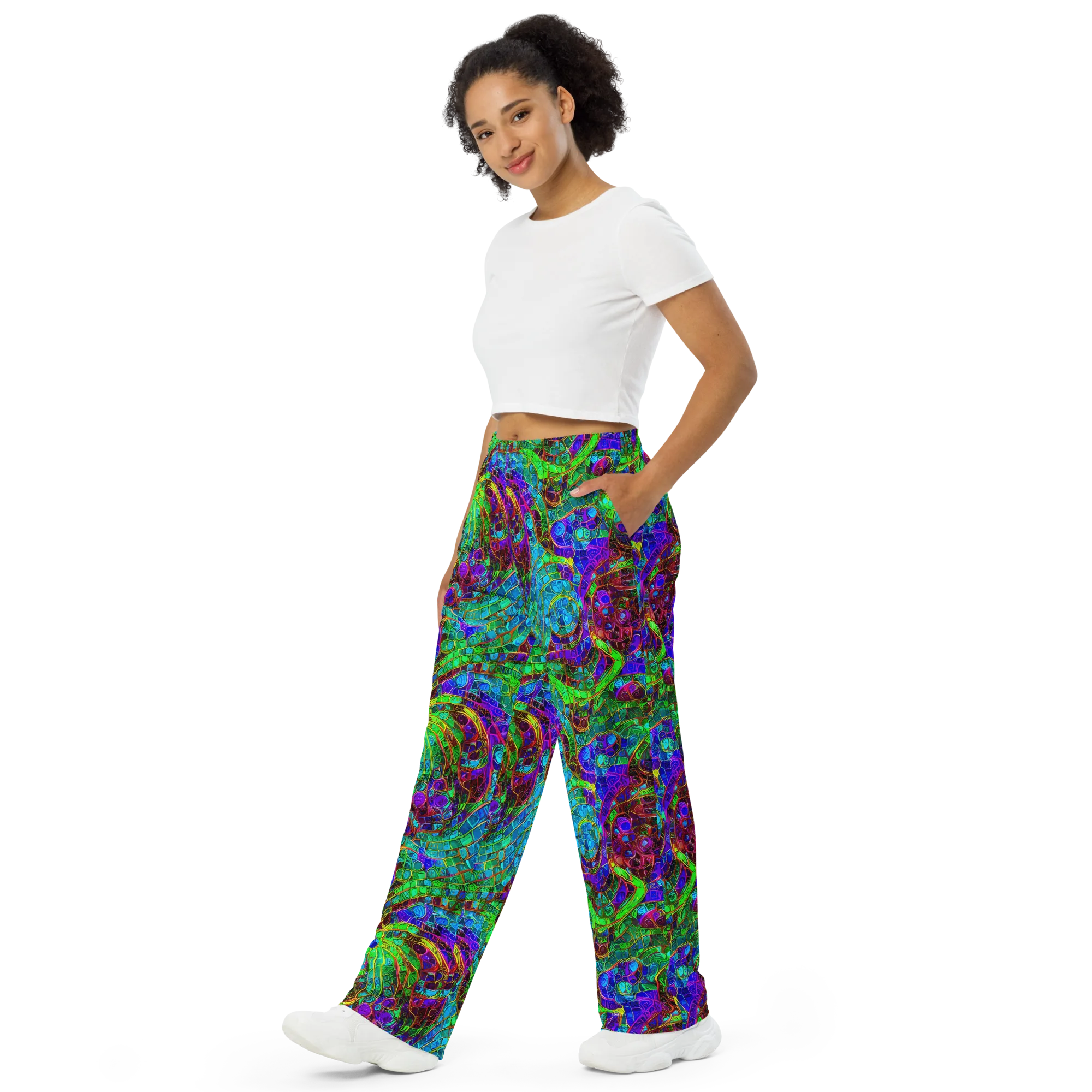 Jewel Circuit on Wide-Leg Pants — Left Front