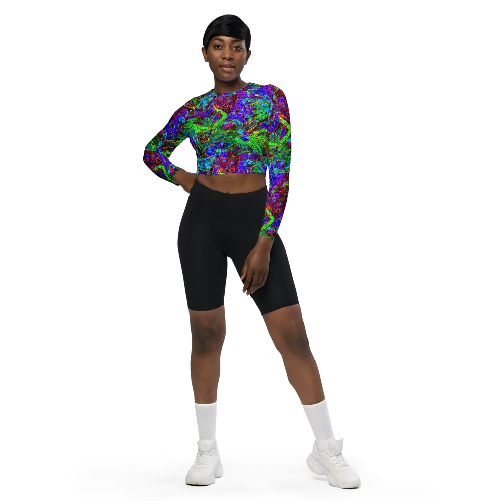 Jewel Circuit on Long Sleeve Crop Top — Front