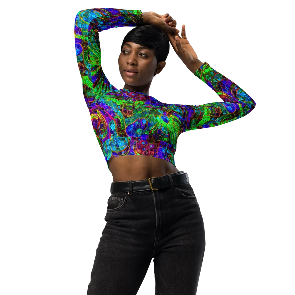 Jewel Circuit on Long Sleeve Crop Top — Front