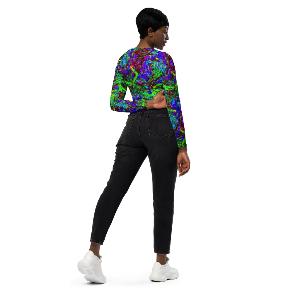 Jewel Circuit on Long Sleeve Crop Top — Right Back