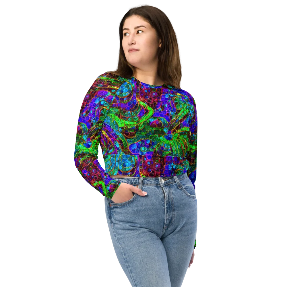 Jewel Circuit on Long Sleeve Crop Top — Front