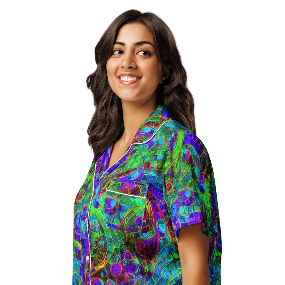 Jewel Circuit on Women's Short Sleeve Pajama Top — Left Front