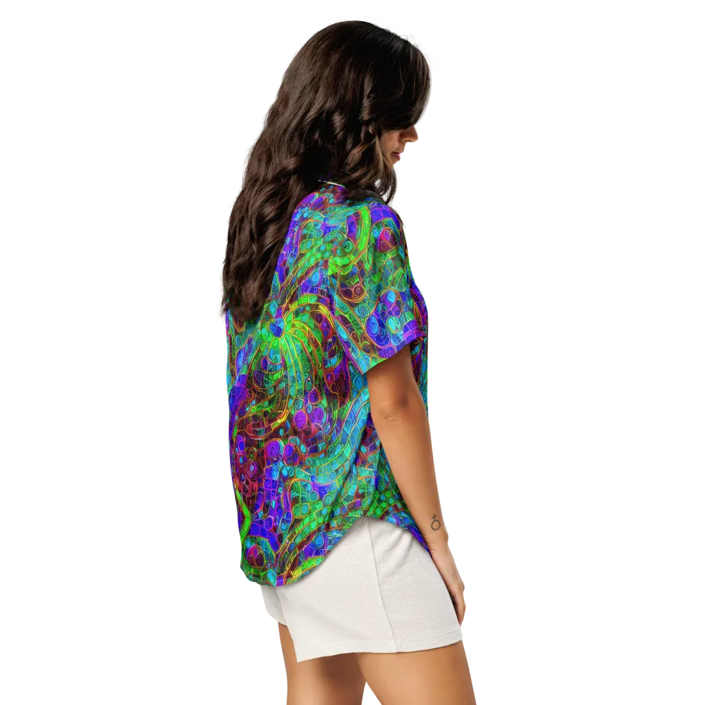 Jewel Circuit on Women's Short Sleeve Pajama Top — Right Back