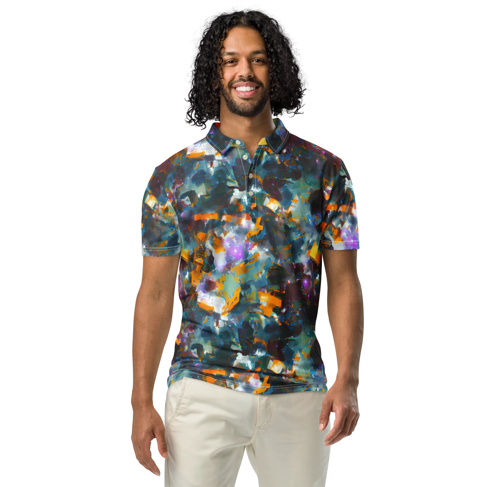 Abyssal Sparks on Men's Slim Fit Polo Shirt — Front