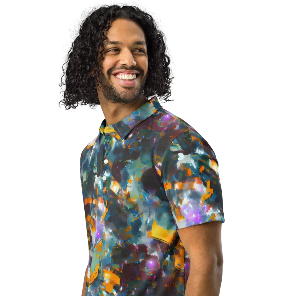 Abyssal Sparks on Men's Slim Fit Polo Shirt — Left Front