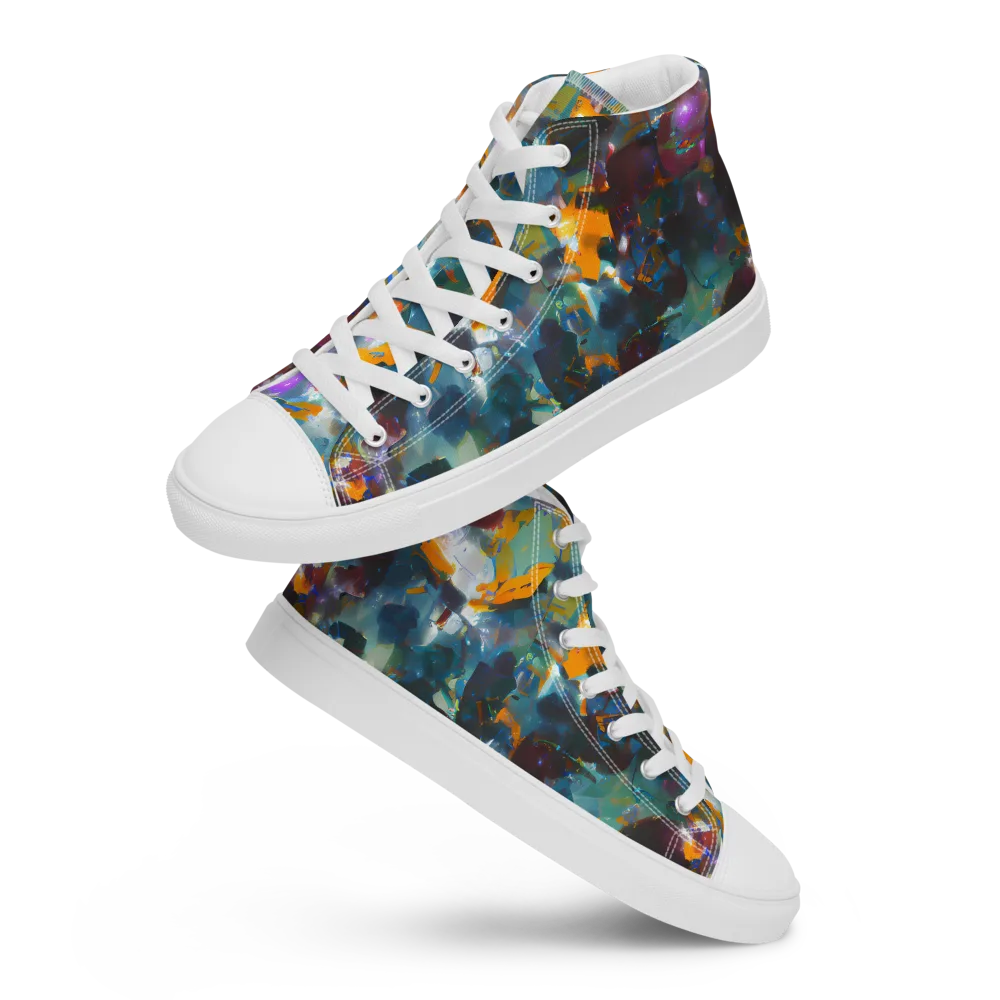 Abyssal Sparks on Men's High Top Canvas Shoes — Front