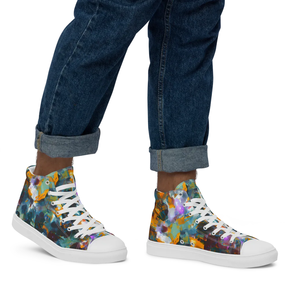 Abyssal Sparks on Men's High Top Canvas Shoes — Right