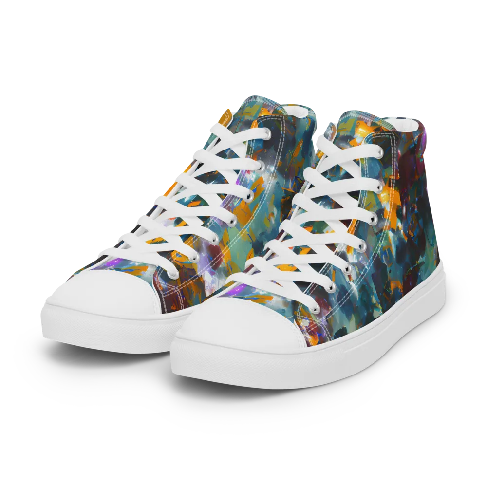 Abyssal Sparks on Women's High Top Canvas Shoes — Left Front