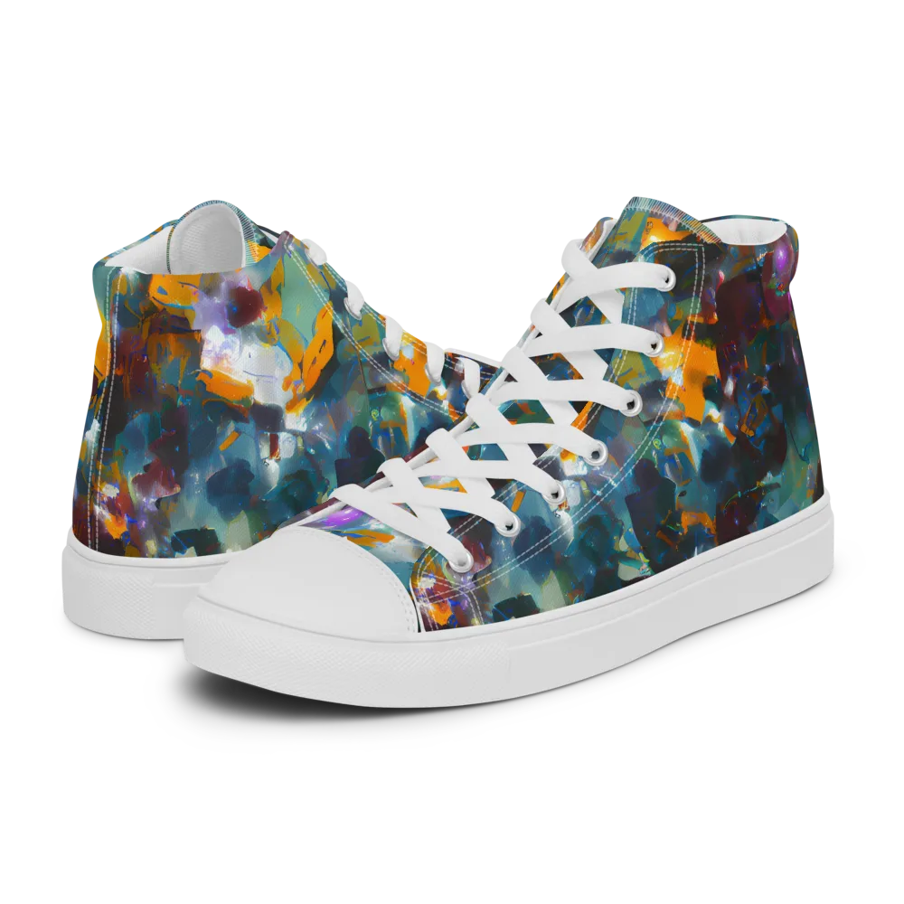 Abyssal Sparks on Women's High Top Canvas Shoes — Left