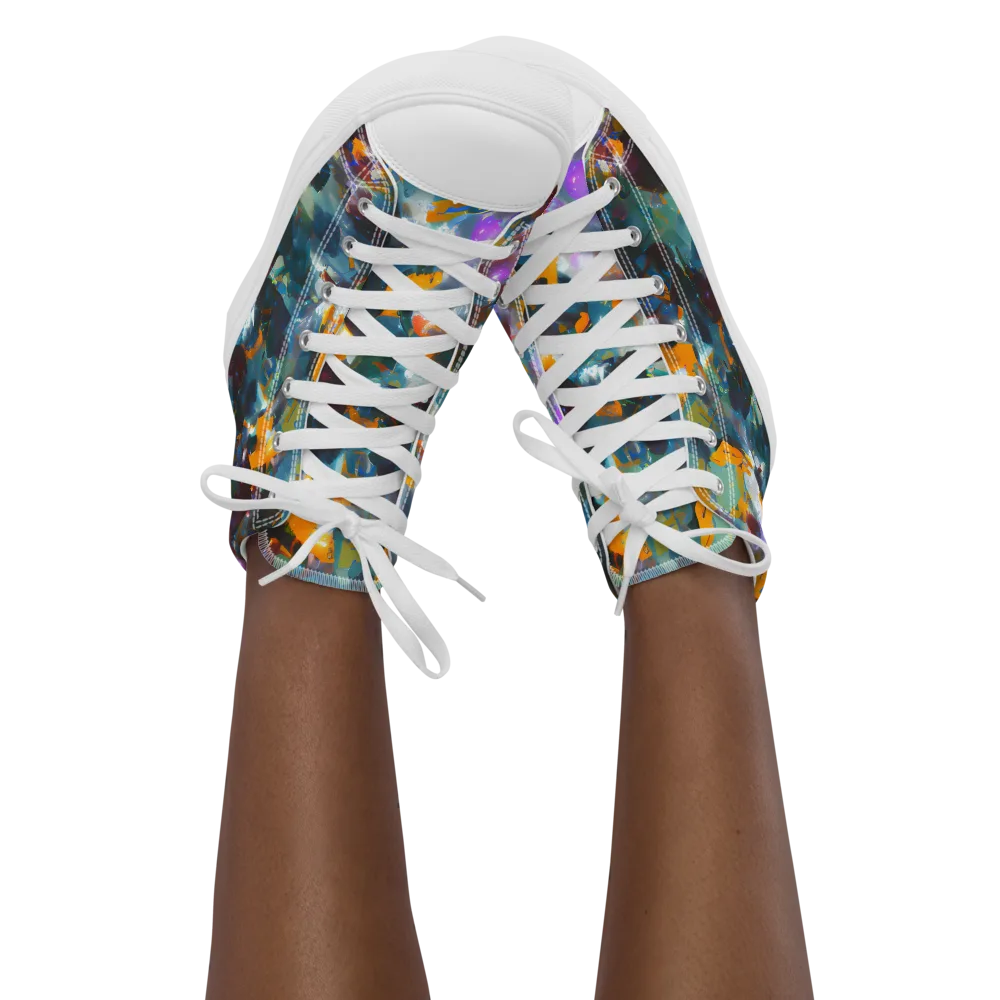 Abyssal Sparks on Women's High Top Canvas Shoes — Front