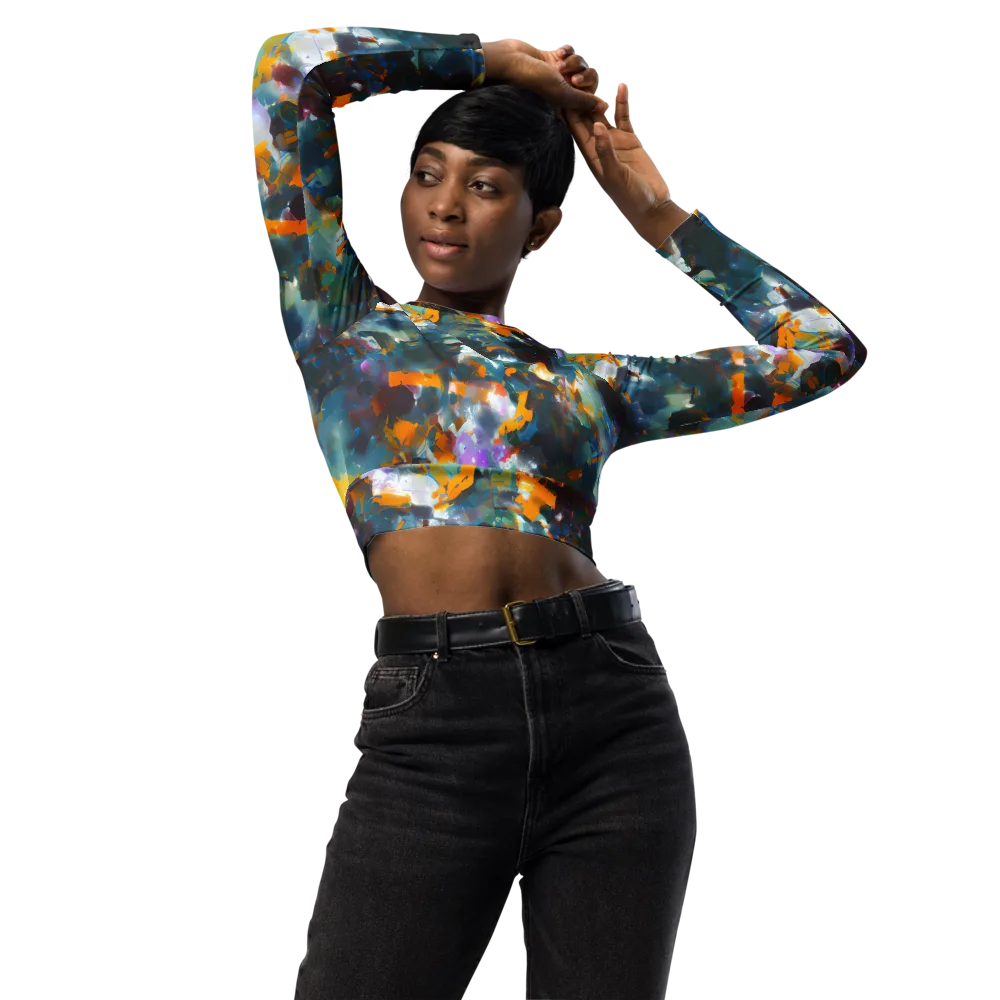Abyssal Sparks on Long Sleeve Crop Top — Front