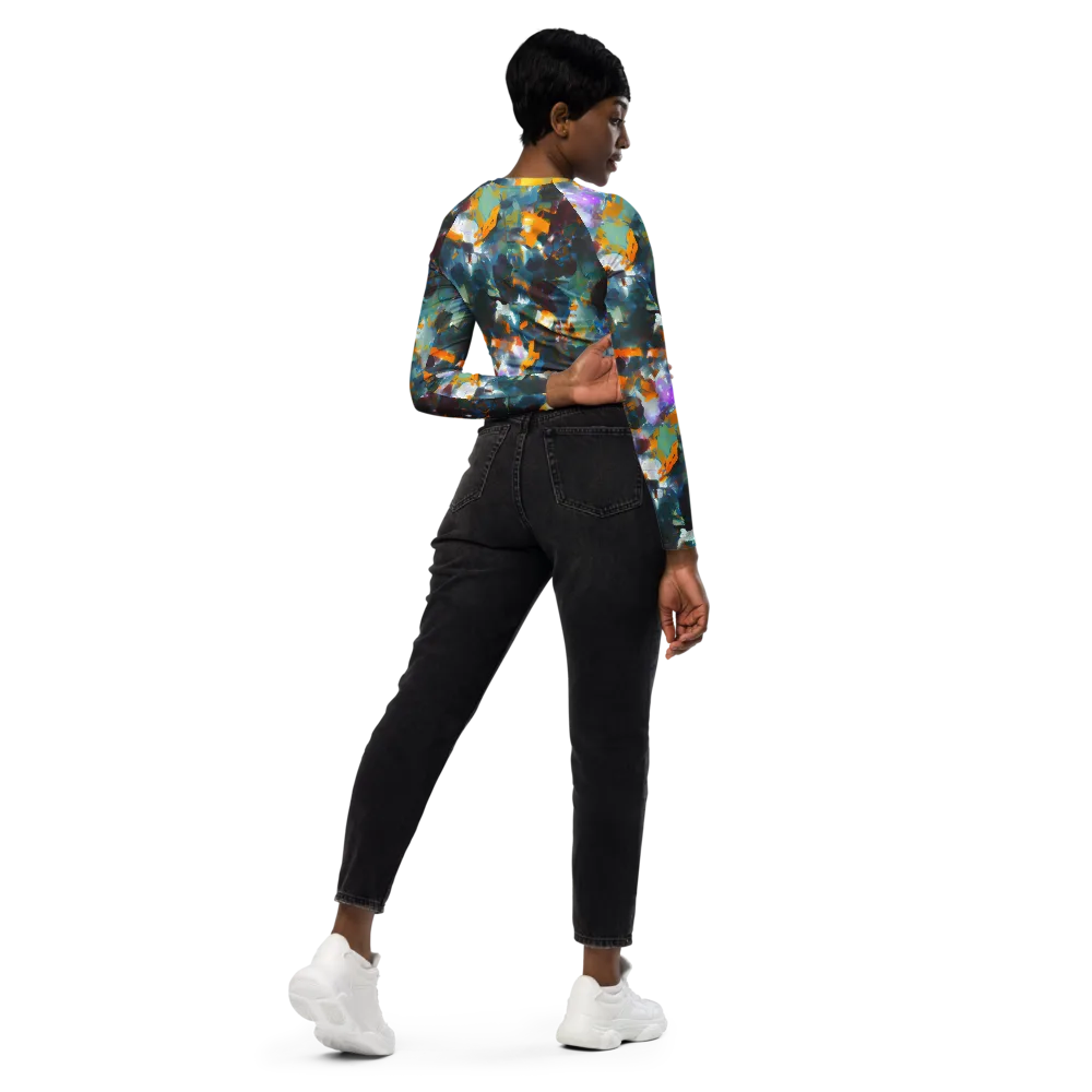 Abyssal Sparks on Long Sleeve Crop Top — Right Back