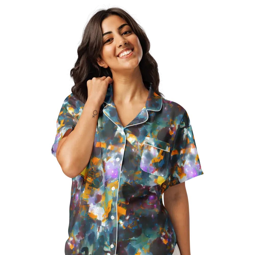 Abyssal Sparks on Women's Short Sleeve Pajama Top — Front
