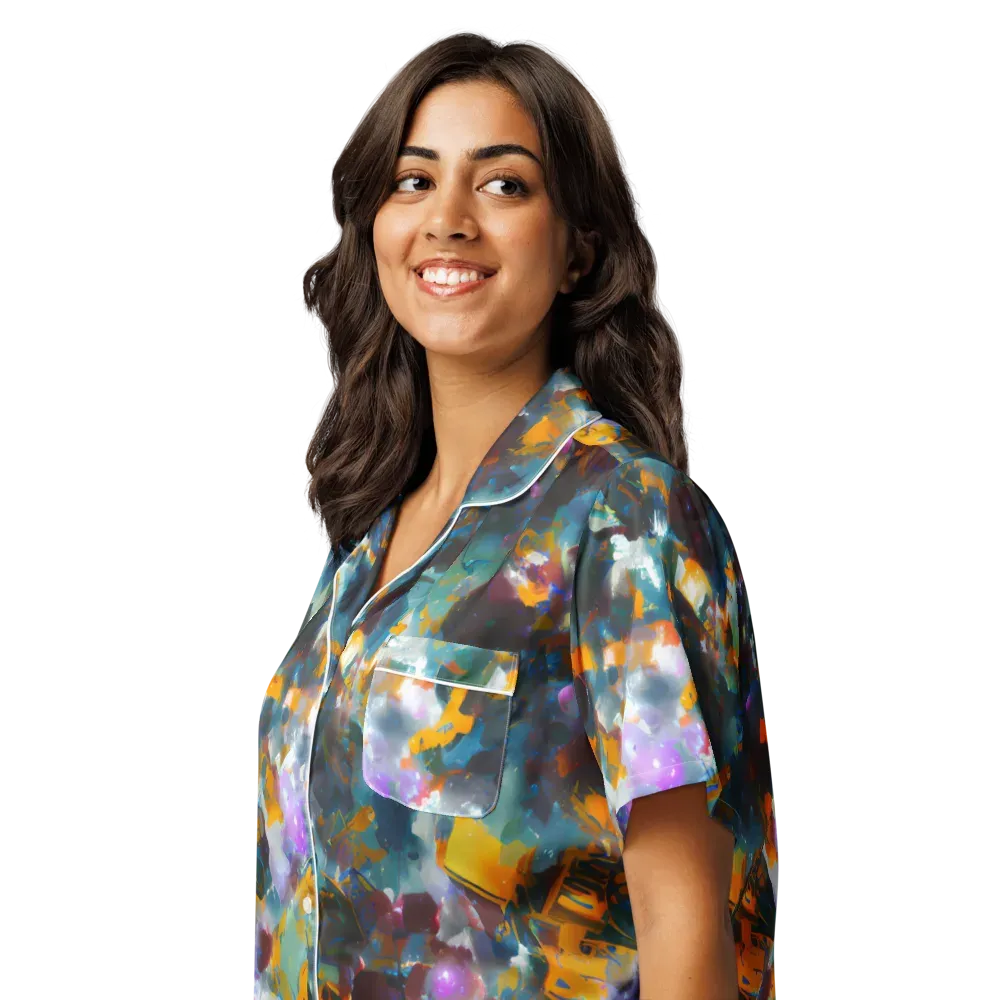 Abyssal Sparks on Women's Short Sleeve Pajama Top — Left Front