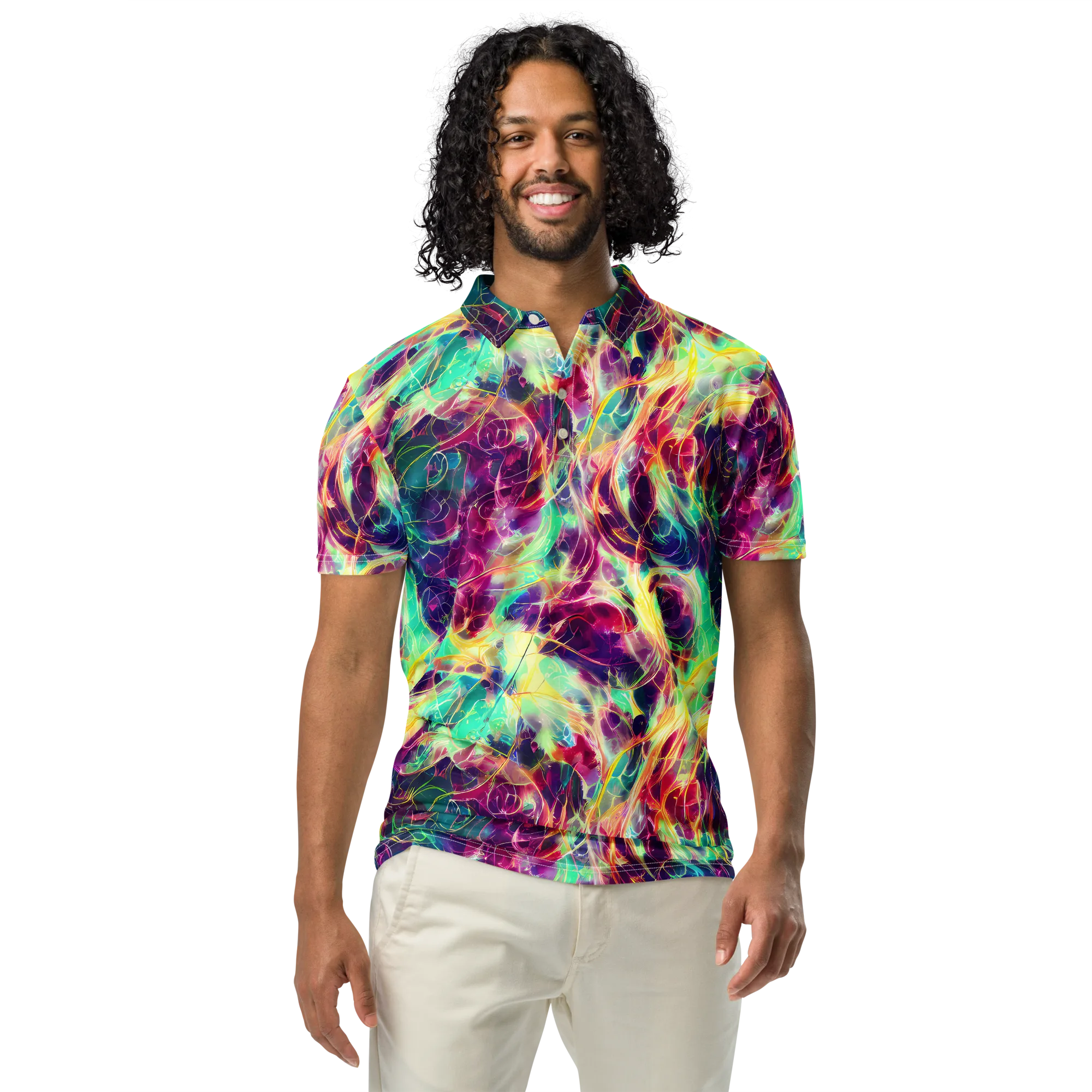 Velvet Radiance on Men's Slim Fit Polo Shirt — Front