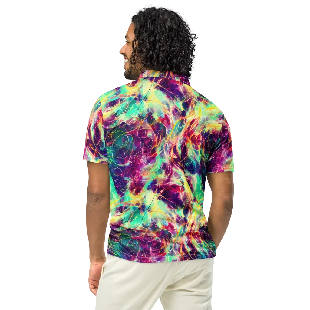 Velvet Radiance on Men's Slim Fit Polo Shirt — Back