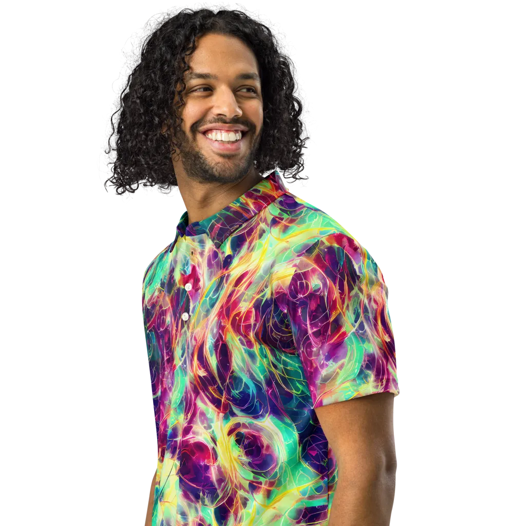 Velvet Radiance on Men's Slim Fit Polo Shirt — Left Front