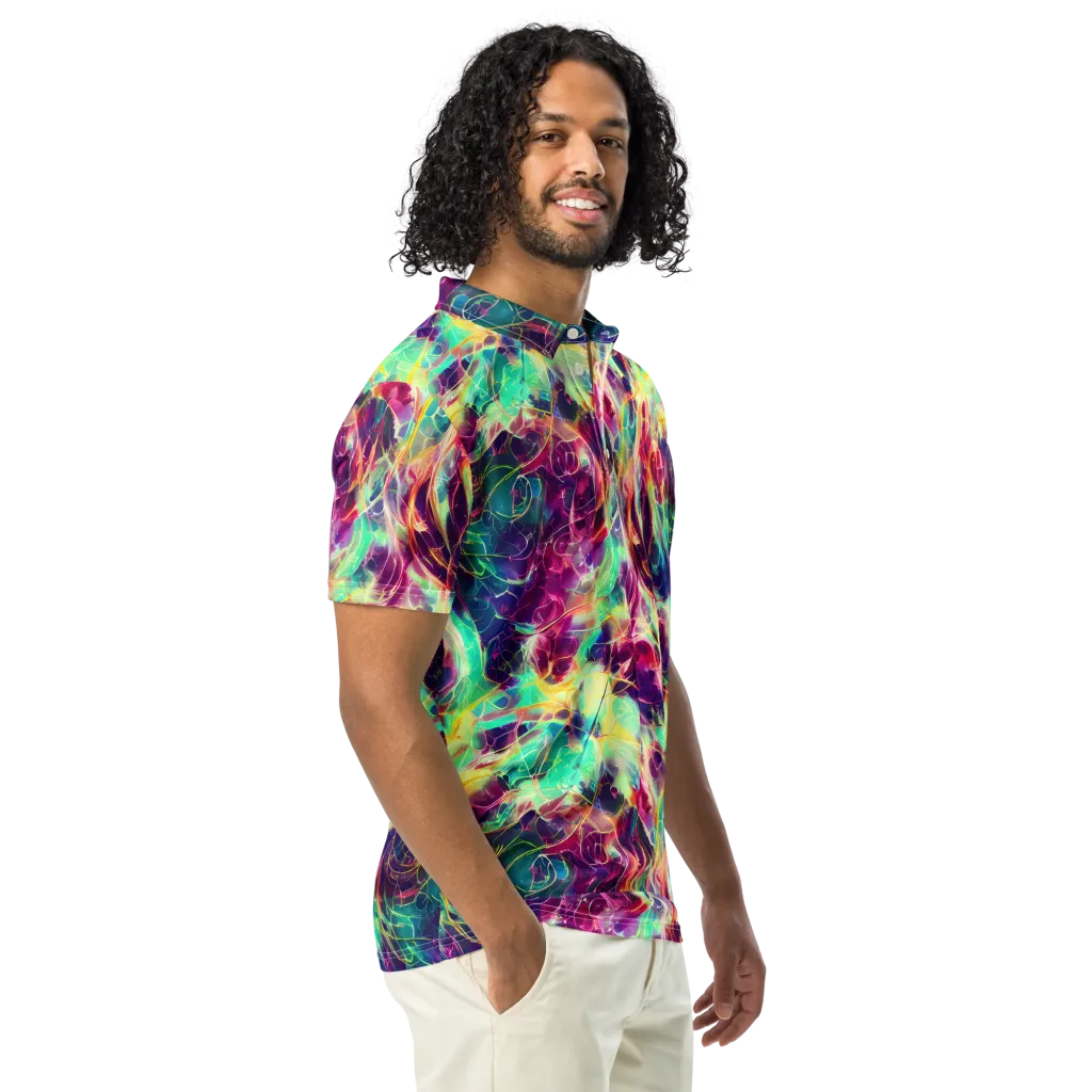Velvet Radiance on Men's Slim Fit Polo Shirt — Right Front