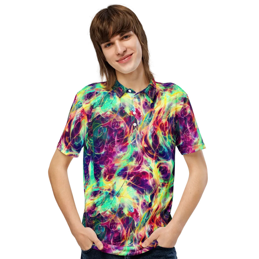 Velvet Radiance on Men's Slim Fit Polo Shirt — Front
