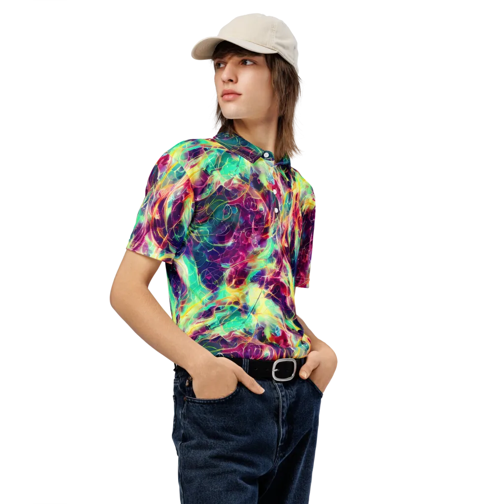 Velvet Radiance on Men's Slim Fit Polo Shirt — Right Front