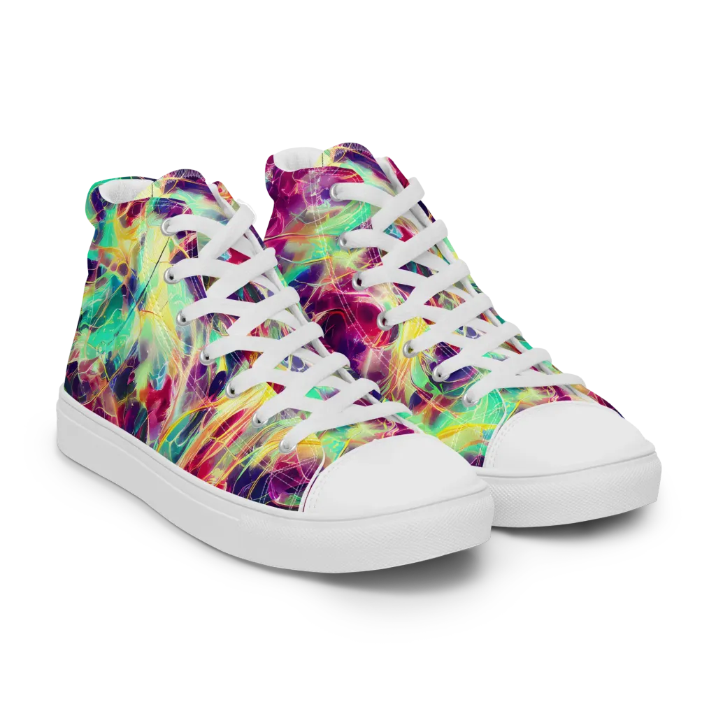 Velvet Radiance on Men's High Top Canvas Shoes — Right Front