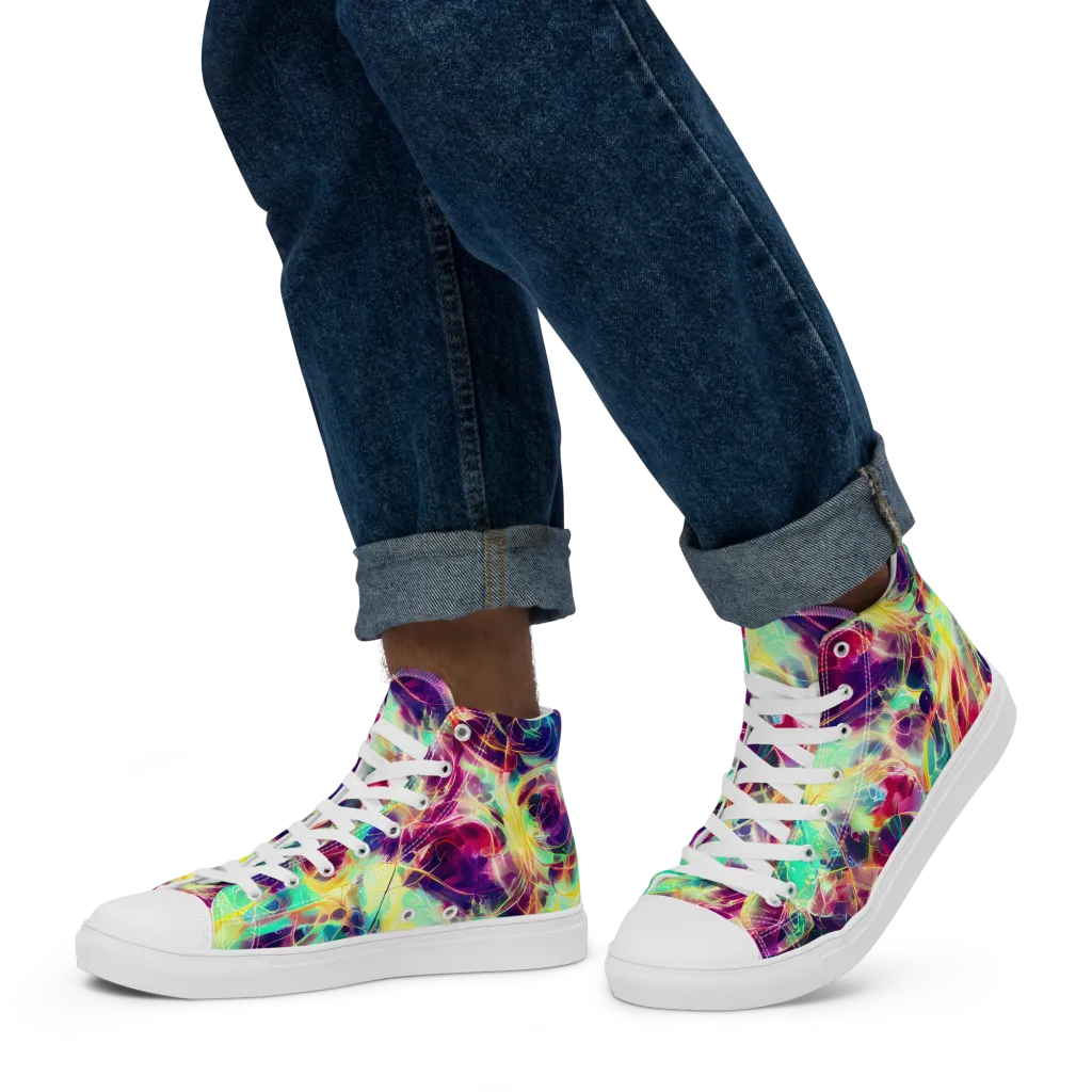 Velvet Radiance on Men's High Top Canvas Shoes — Left